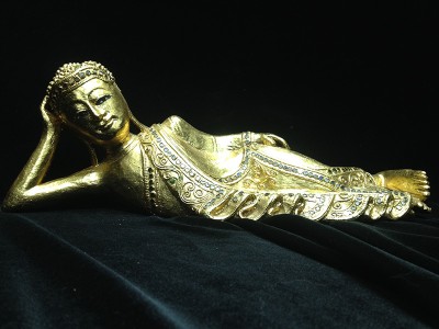Handcrafted Wooden Reclining Buddha
