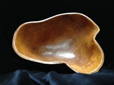 Handcarved Antique Wooden Bowl: Irregular Rounded Shape
