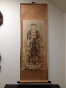 Hand-crafted Silk Buddha Hanging Wall Scroll: (2 sizes)